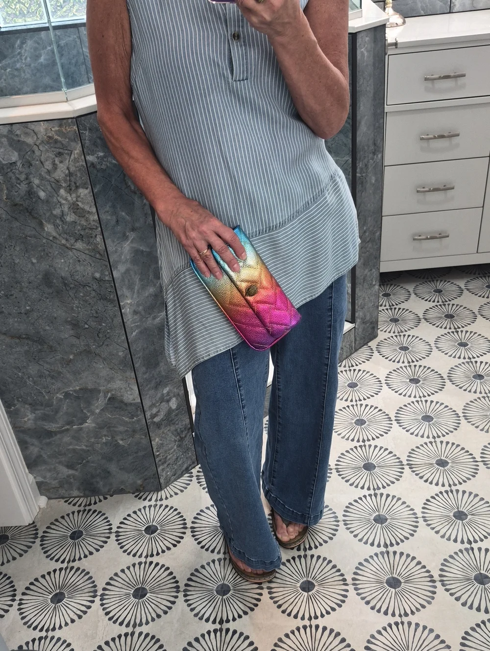 NWT Kurt Geiger 'Pickle' Leather Rainbow Convertible Bag